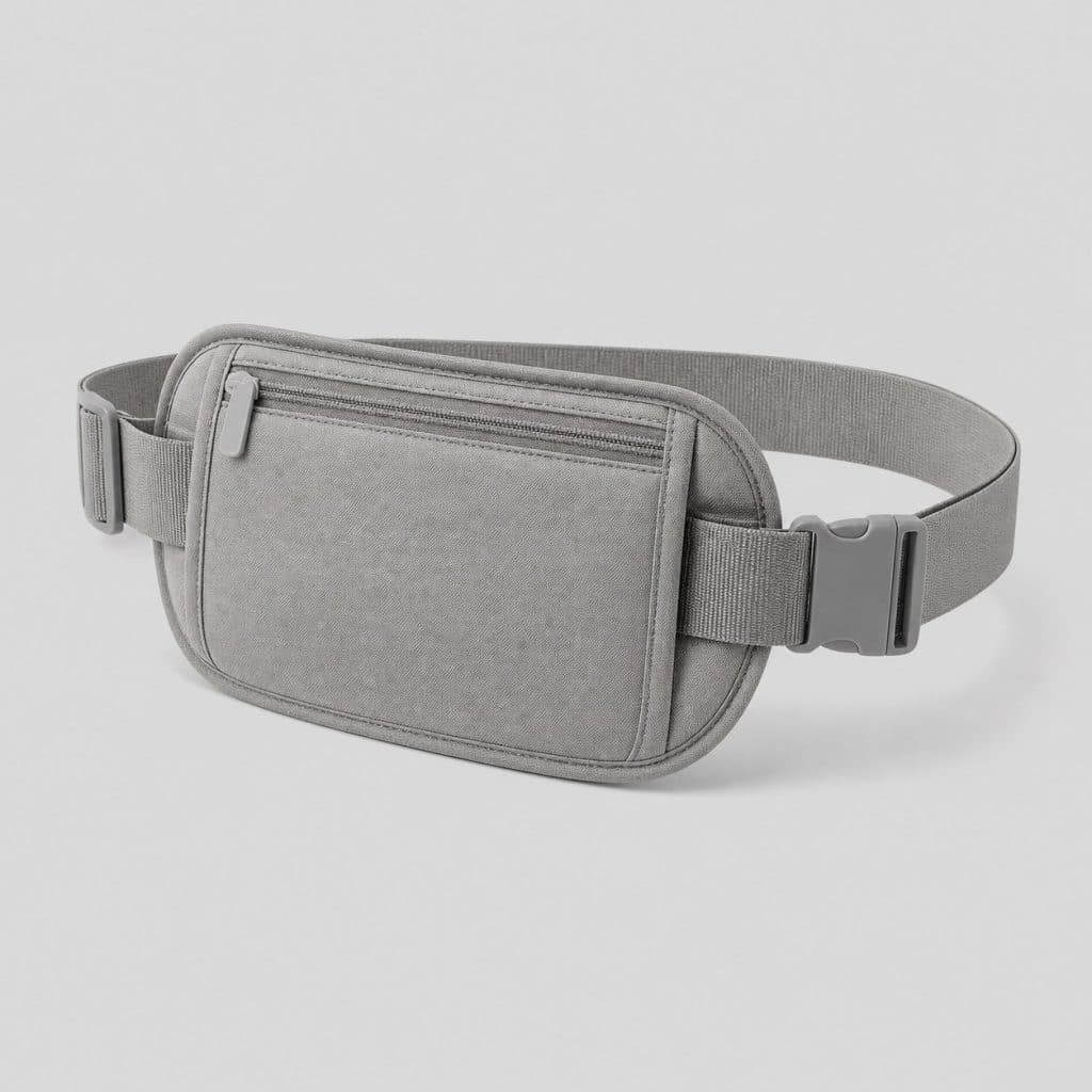 Ceinture d'argent de voyage au format passeport sur fond clair