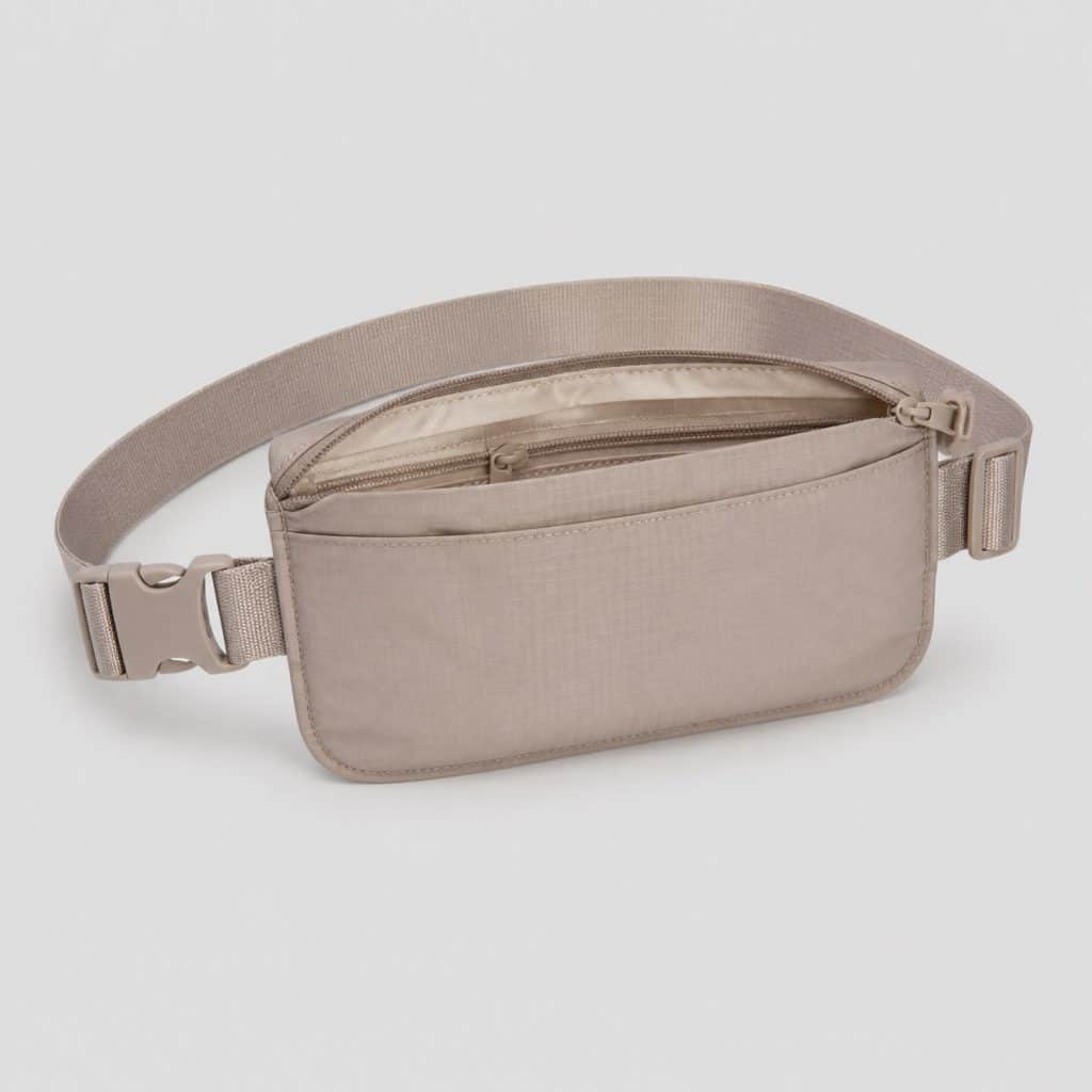 Pochette de ceinture de voyage à fermeture éclair intérieure sur fond clair