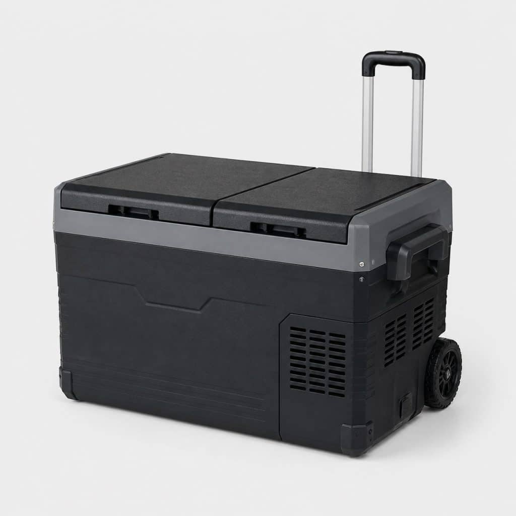 Glacière électrique à compresseur double zone de 40 litres sur fond clair