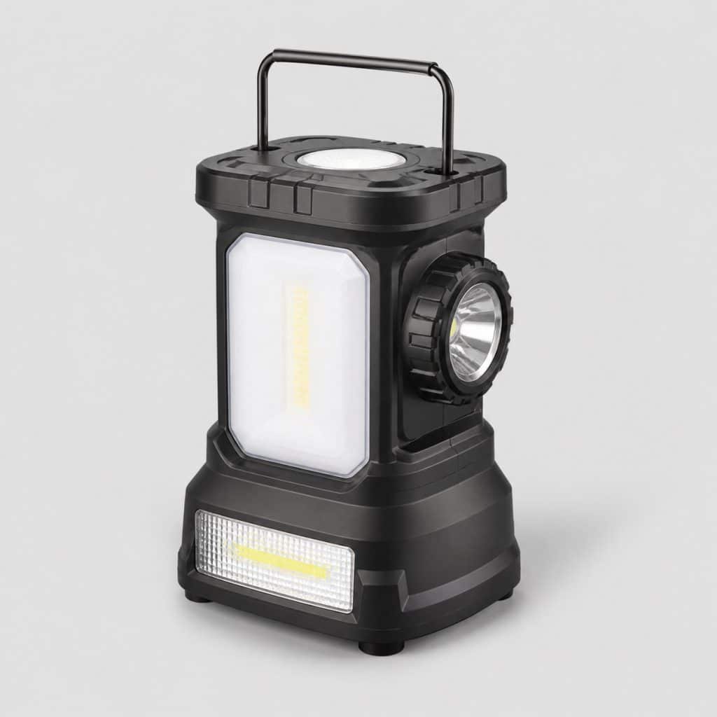 Lampe LED camping 4 en 1 sur fond clair