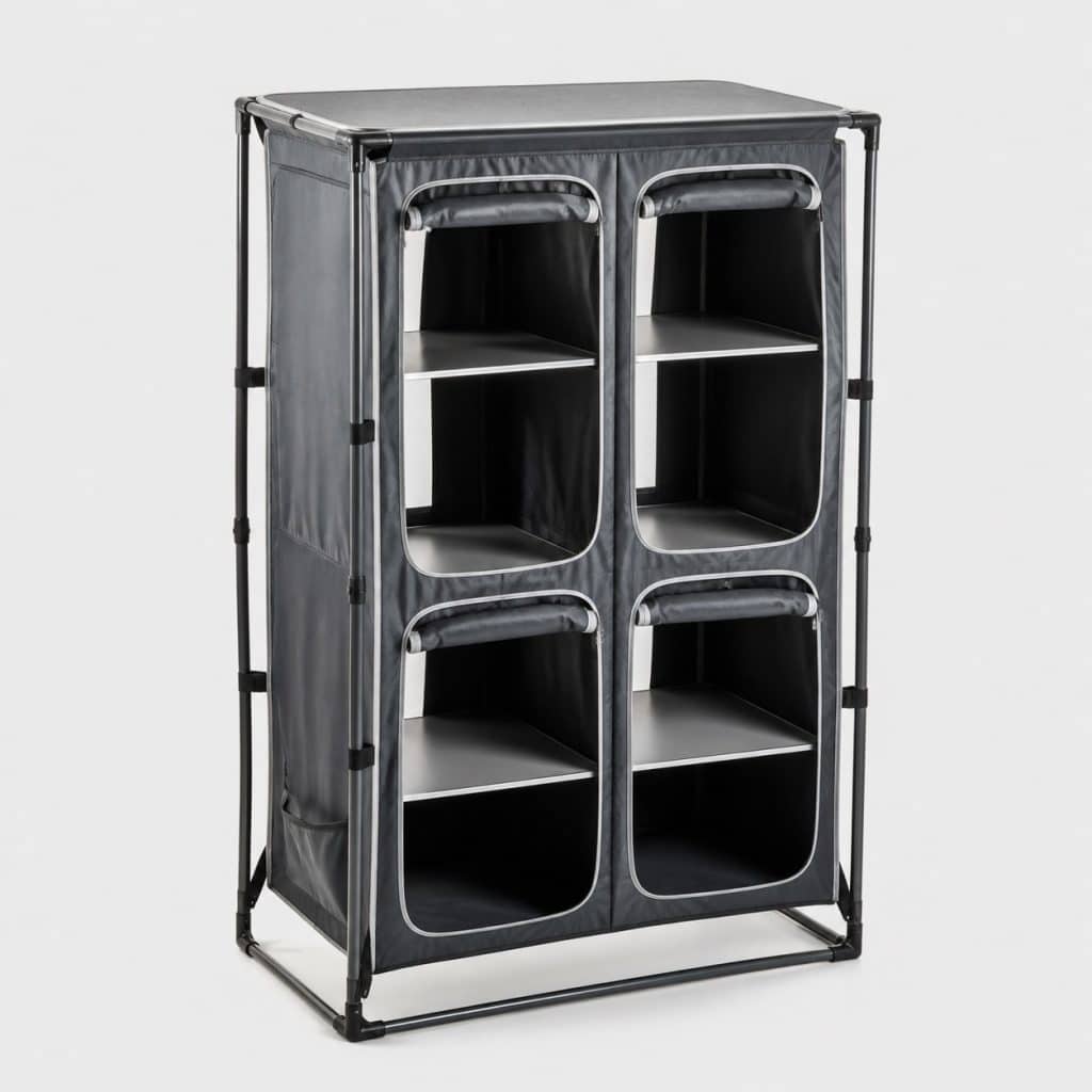 Armoire de camping haute à quatre compartiments sur fond clair
